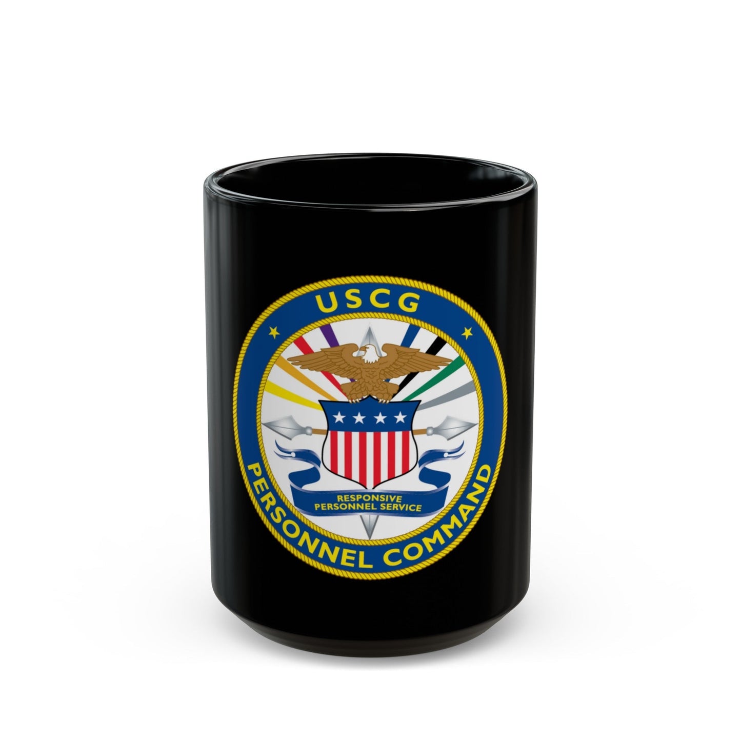 USCG Personnel Command (U.S. Coast Guard) Black Coffee Mug-15oz-The Sticker Space