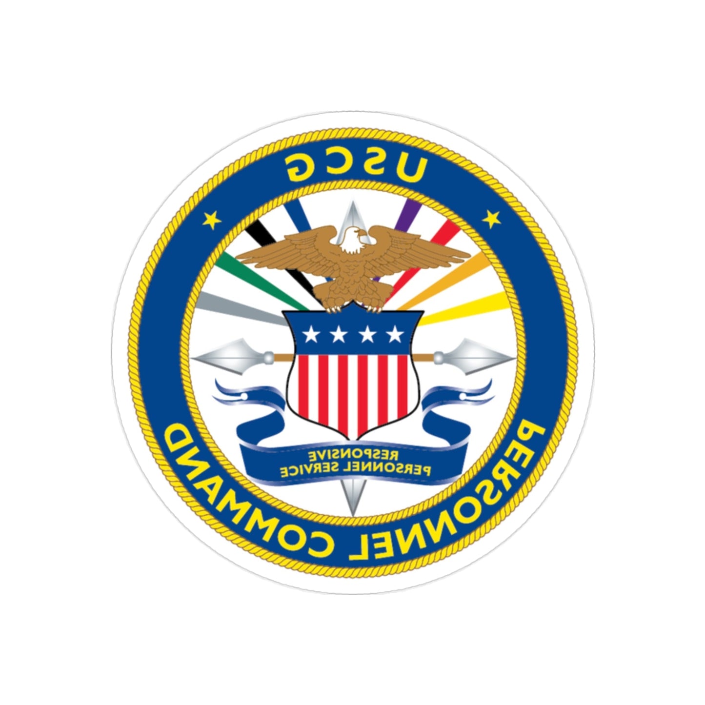 USCG Personnel Command (U.S. Coast Guard) REVERSE PRINT Transparent STICKER-2" × 2"-The Sticker Space