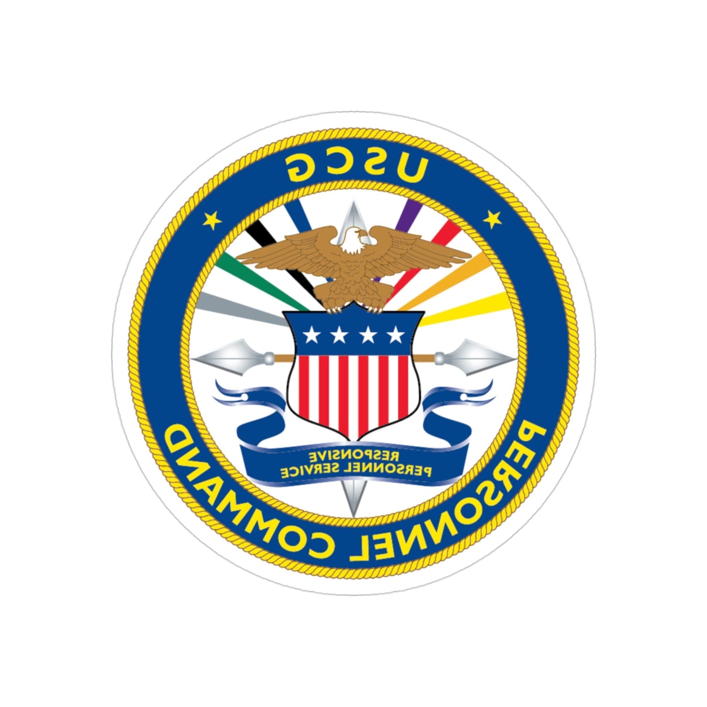 USCG Personnel Command (U.S. Coast Guard) REVERSE PRINT Transparent STICKER-3" × 3"-The Sticker Space