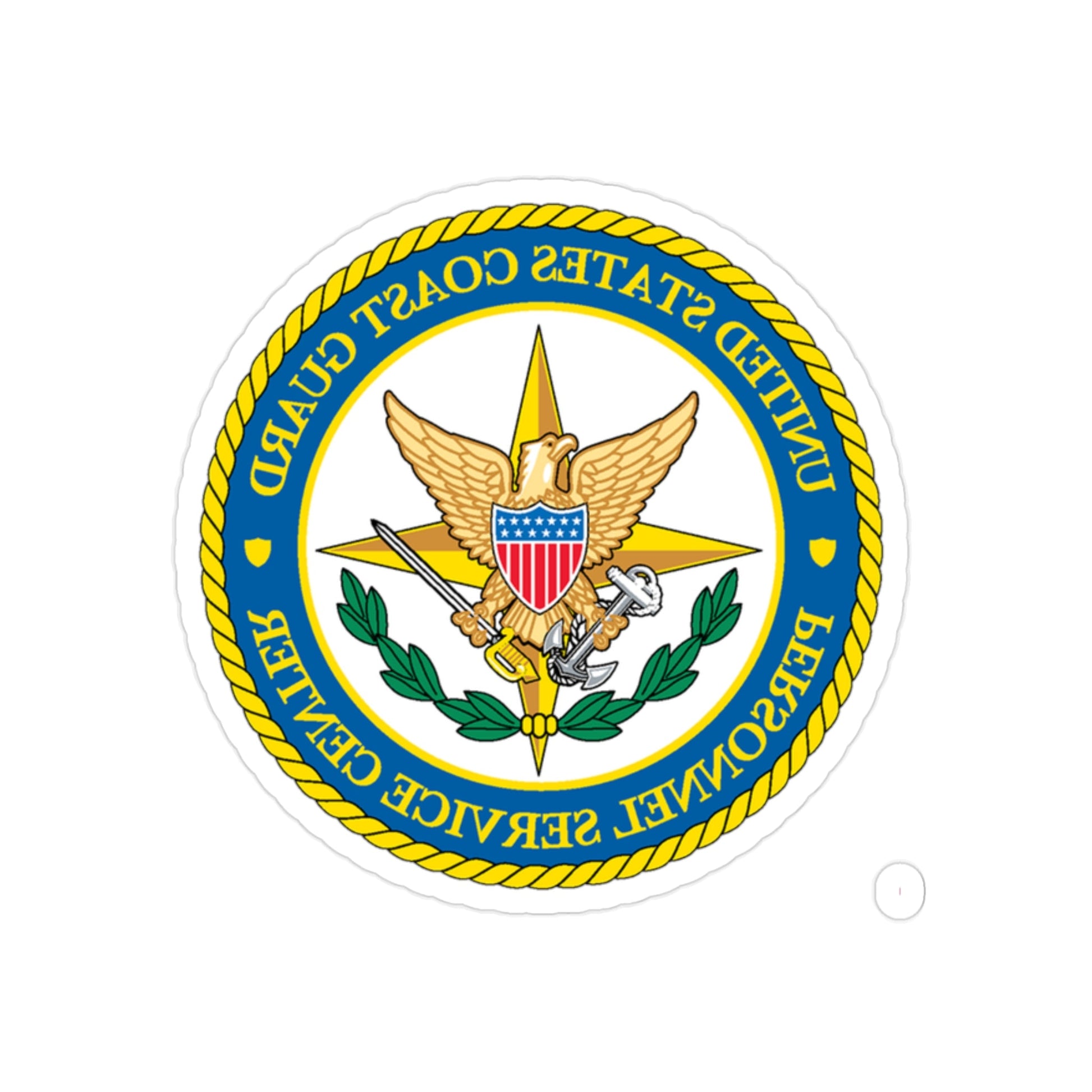 USCG Personnel Service Center (U.S. Coast Guard) REVERSE PRINT Transparent STICKER-2" × 2"-The Sticker Space