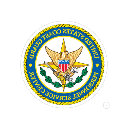 USCG Personnel Service Center (U.S. Coast Guard) REVERSE PRINT Transparent STICKER-2" × 2"-The Sticker Space