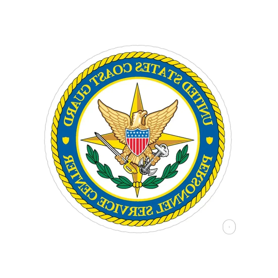 USCG Personnel Service Center (U.S. Coast Guard) REVERSE PRINT Transparent Die-Cut STICKER 3 Inch Die-Cut Transparent - The Sticker Space