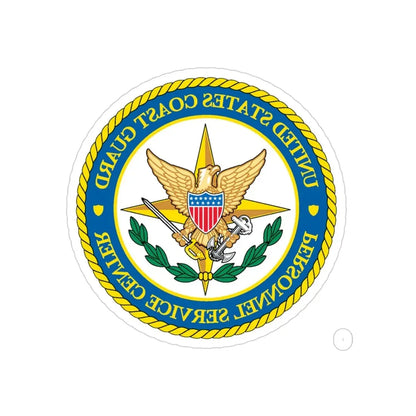 USCG Personnel Service Center (U.S. Coast Guard) REVERSE PRINT Transparent Die-Cut STICKER 3 Inch Die-Cut Transparent - The Sticker Space