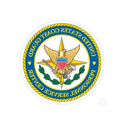 USCG Personnel Service Center (U.S. Coast Guard) REVERSE PRINT Transparent Die-Cut STICKER 5 Inch Die-Cut Transparent - The Sticker Space