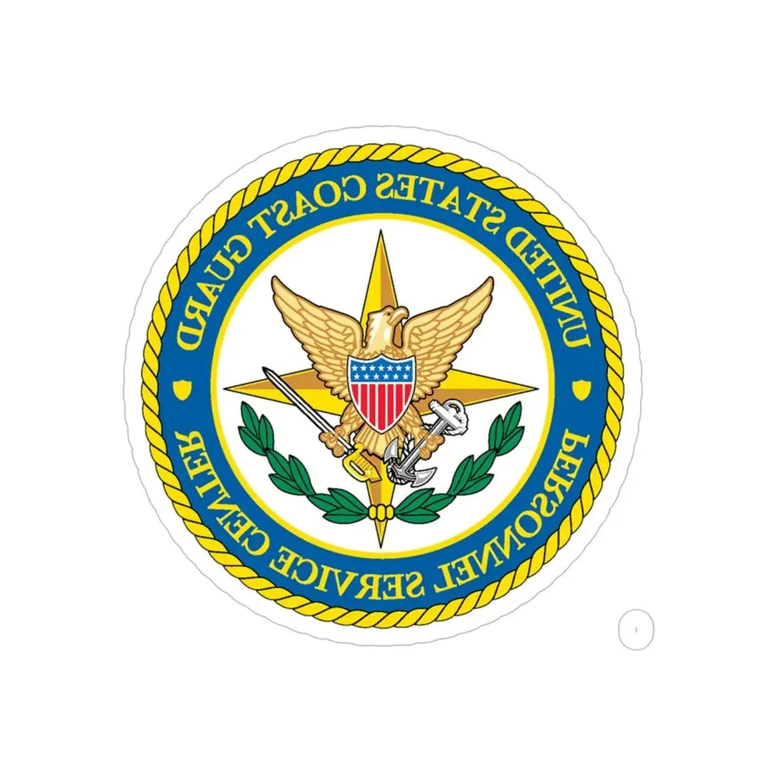 USCG Personnel Service Center (U.S. Coast Guard) REVERSE PRINT Transparent Die-Cut STICKER 6 Inch Die-Cut Transparent - The Sticker Space