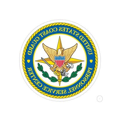 USCG Personnel Service Center (U.S. Coast Guard) REVERSE PRINT Transparent Die-Cut STICKER 6 Inch Die-Cut Transparent - The Sticker Space