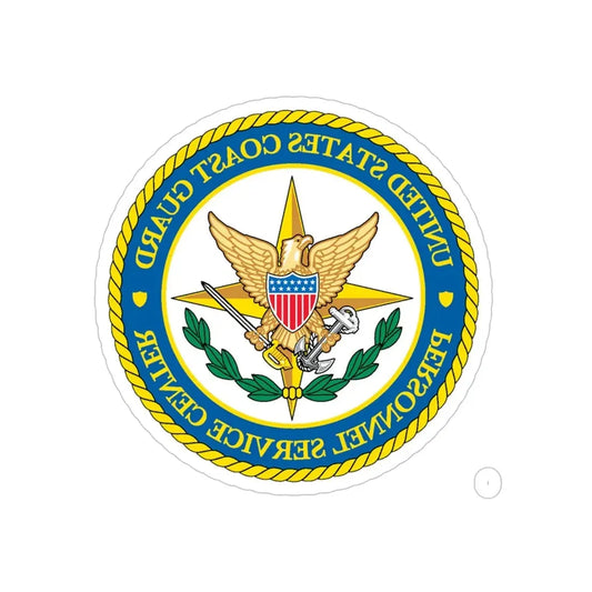 USCG Personnel Service Center (U.S. Coast Guard) REVERSE PRINT Transparent Die-Cut STICKER 6 Inch Die-Cut Transparent - The Sticker Space