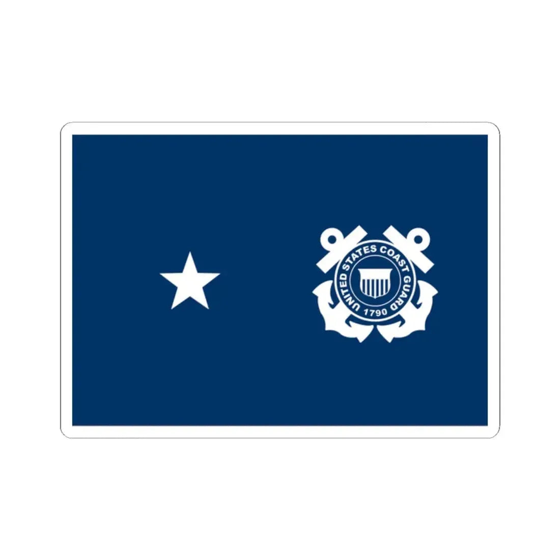 USCG Rear Admiral Flag Lower Half (United States) STICKER Vinyl Kiss-Cut Decal 2 Inch White - The Sticker Space