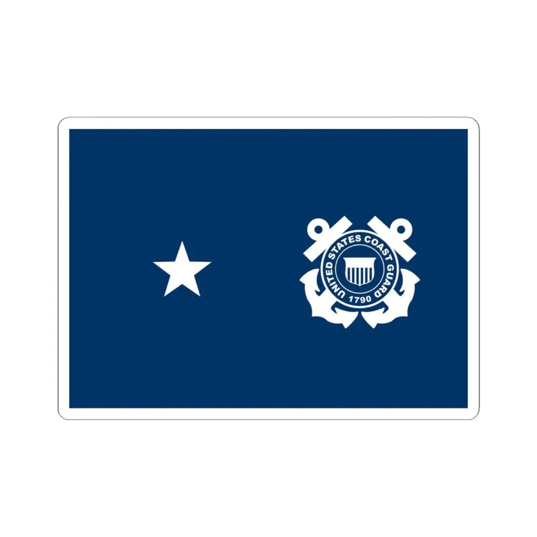 USCG Rear Admiral Flag Lower Half (United States) STICKER Vinyl Kiss-Cut Decal 4 Inch White - The Sticker Space