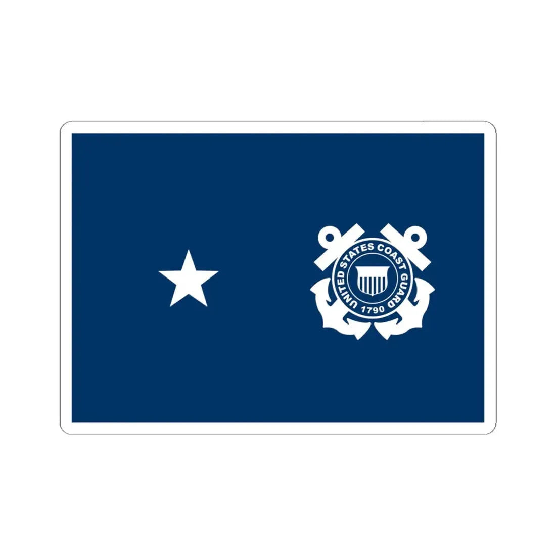 USCG Rear Admiral Flag Lower Half (United States) STICKER Vinyl Kiss-Cut Decal 6 Inch White - The Sticker Space
