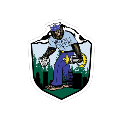 USCG Sailor Squatch (U.S. Coast Guard) REVERSE PRINT Transparent Die-Cut STICKER 5 Inch Die-Cut Transparent - The Sticker Space