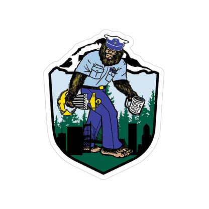 USCG Sailor Squatch (U.S. Coast Guard) Transparent STICKER Die-Cut Vinyl Decal 3 Inch - The Sticker Space