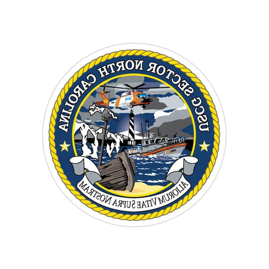 USCG Secctor North Carolina (U.S. Coast Guard) REVERSE PRINT Transparent Die-Cut STICKER 6 Inch Die-Cut Transparent - The Sticker Space