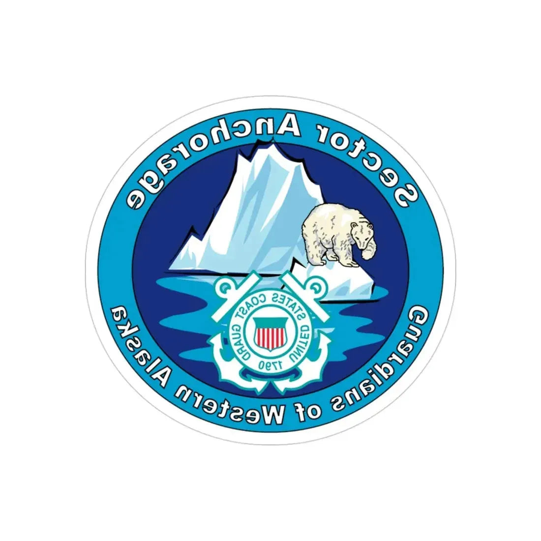 USCG Sector Anchorage (U.S. Coast Guard) REVERSE PRINT Transparent Die-Cut STICKER 3 Inch Die-Cut Transparent - The Sticker Space