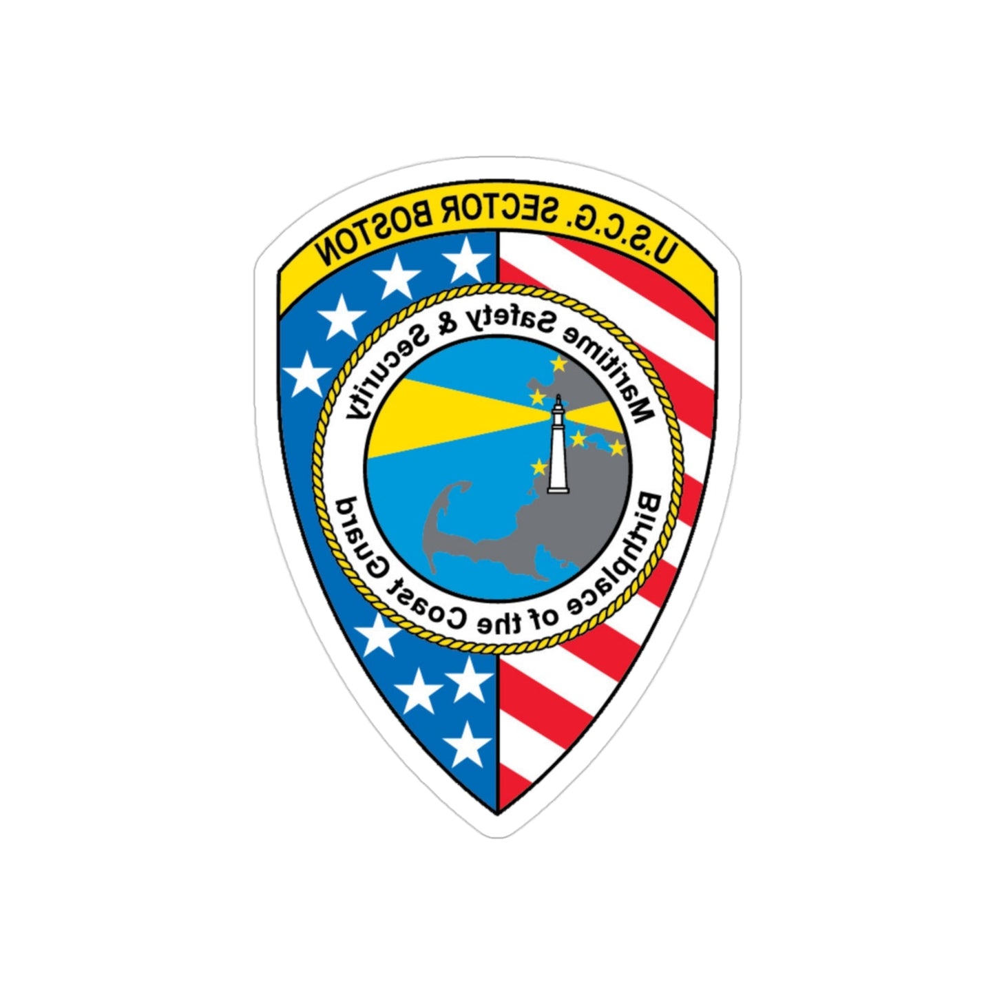 USCG Sector Boston (U.S. Coast Guard) REVERSE PRINT Transparent STICKER-3" × 3"-The Sticker Space