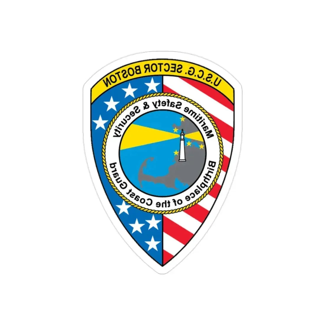 USCG Sector Boston (U.S. Coast Guard) REVERSE PRINT Transparent Die-Cut STICKER 2 Inch Die-Cut Transparent - The Sticker Space