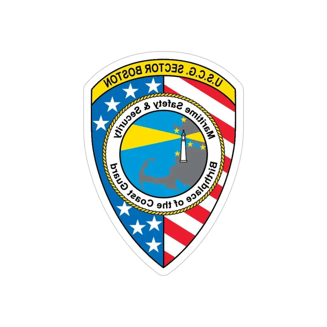 USCG Sector Boston (U.S. Coast Guard) REVERSE PRINT Transparent Die-Cut STICKER 6 Inch Die-Cut Transparent - The Sticker Space