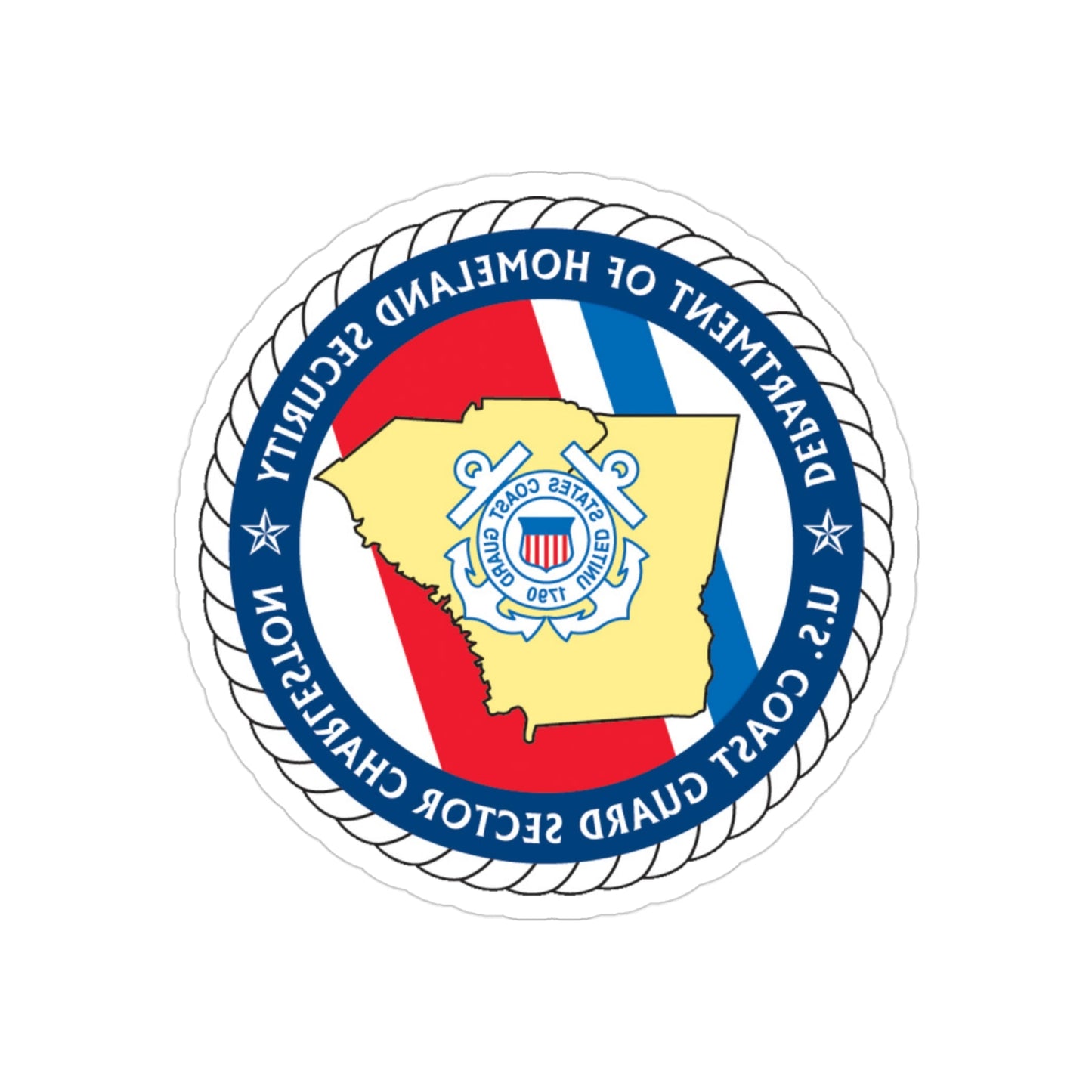 USCG Sector Charleston DHS (U.S. Coast Guard) REVERSE PRINT Transparent STICKER-3" × 3"-The Sticker Space