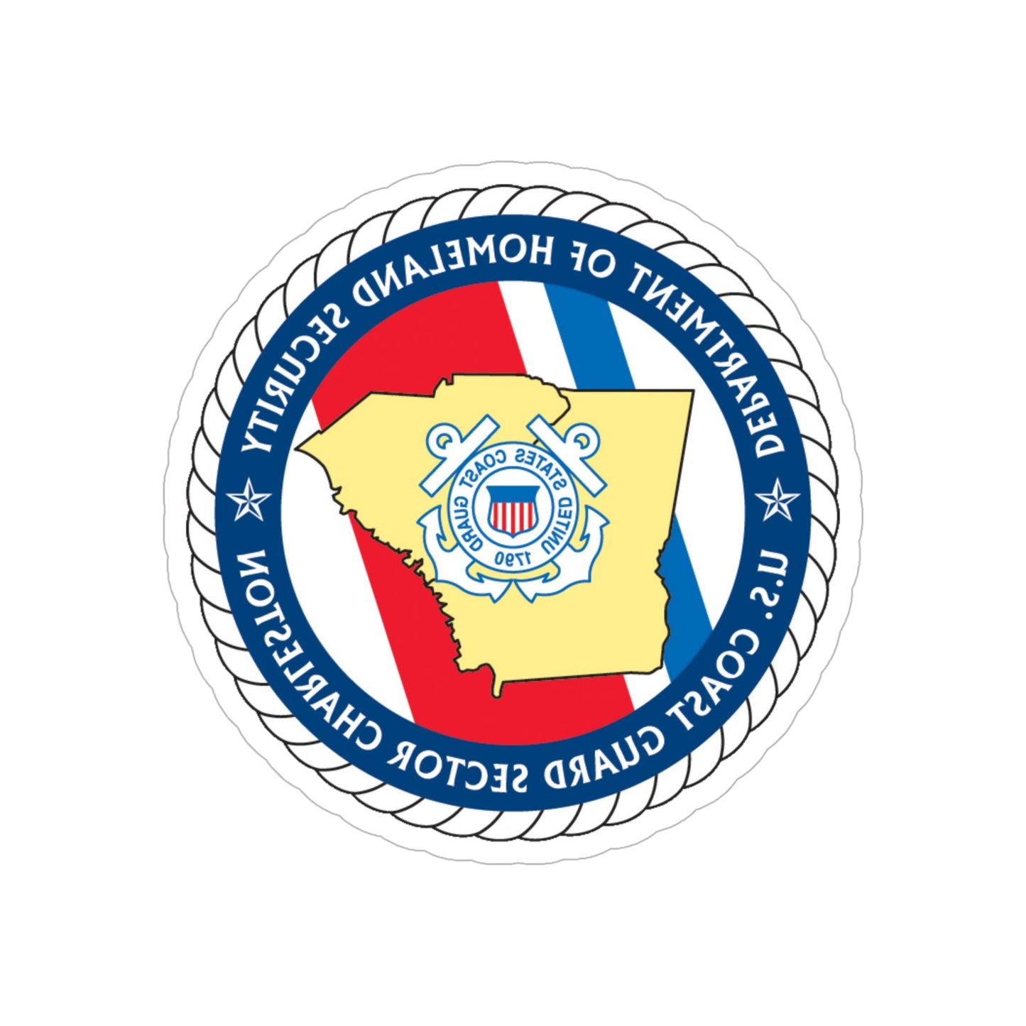 USCG Sector Charleston DHS (U.S. Coast Guard) REVERSE PRINT Transparent STICKER-6" × 6"-The Sticker Space