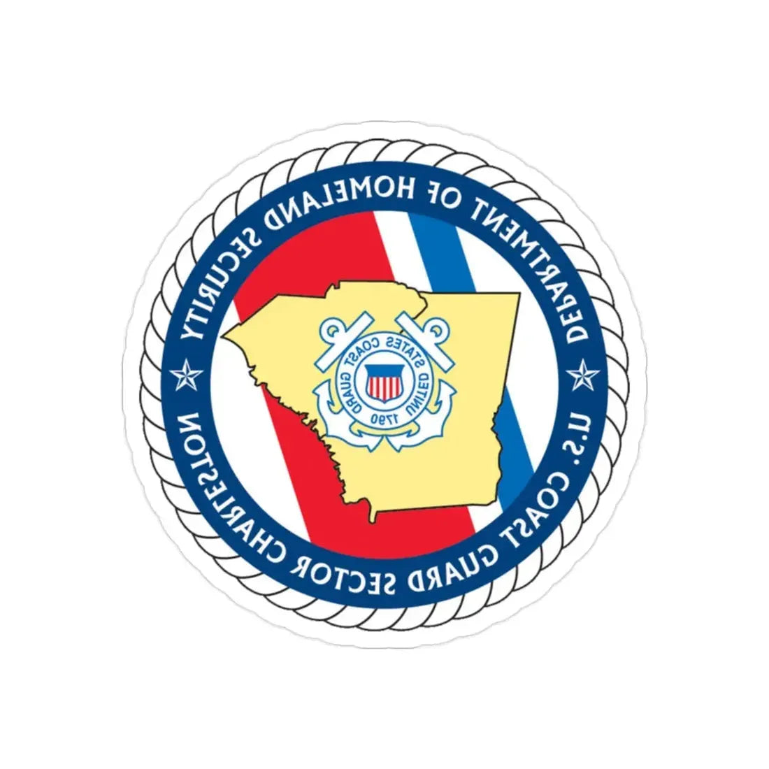 USCG Sector Charleston   DHS (U.S. Coast Guard) REVERSE PRINT Transparent Die-Cut STICKER 2 Inch Die-Cut Transparent - The Sticker Space