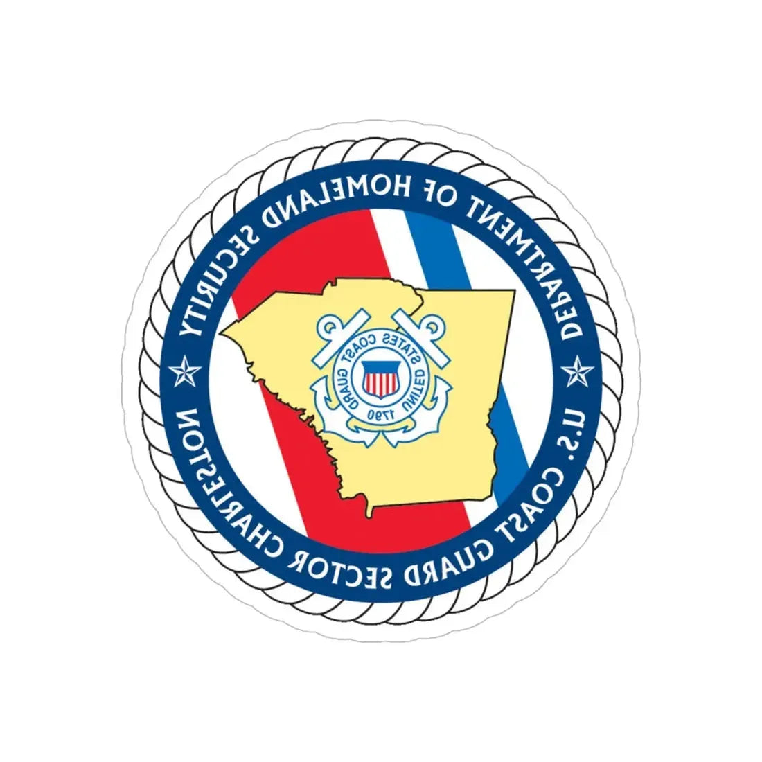 USCG Sector Charleston   DHS (U.S. Coast Guard) REVERSE PRINT Transparent Die-Cut STICKER 5 Inch Die-Cut Transparent - The Sticker Space