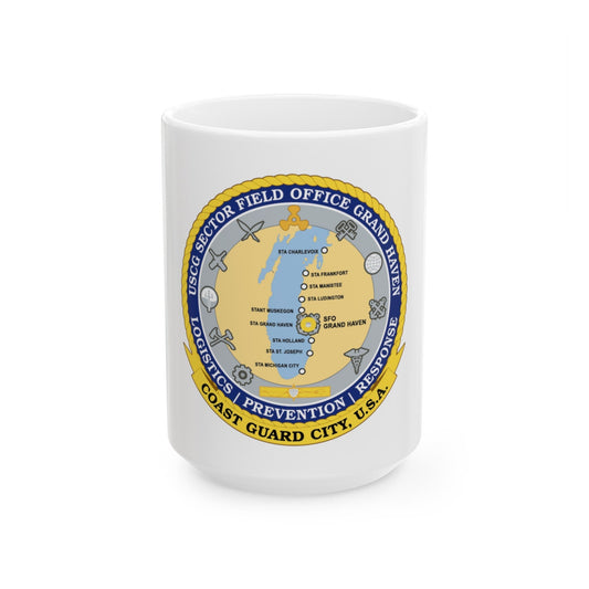 USCG Sector Field Office Grand Haven (U.S. Coast Guard) White Coffee Mug-15oz-The Sticker Space