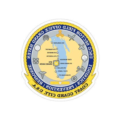 USCG Sector Field Office Grand Haven (U.S. Coast Guard) REVERSE PRINT Transparent Die-Cut STICKER 5 Inch Die-Cut Transparent - The Sticker Space