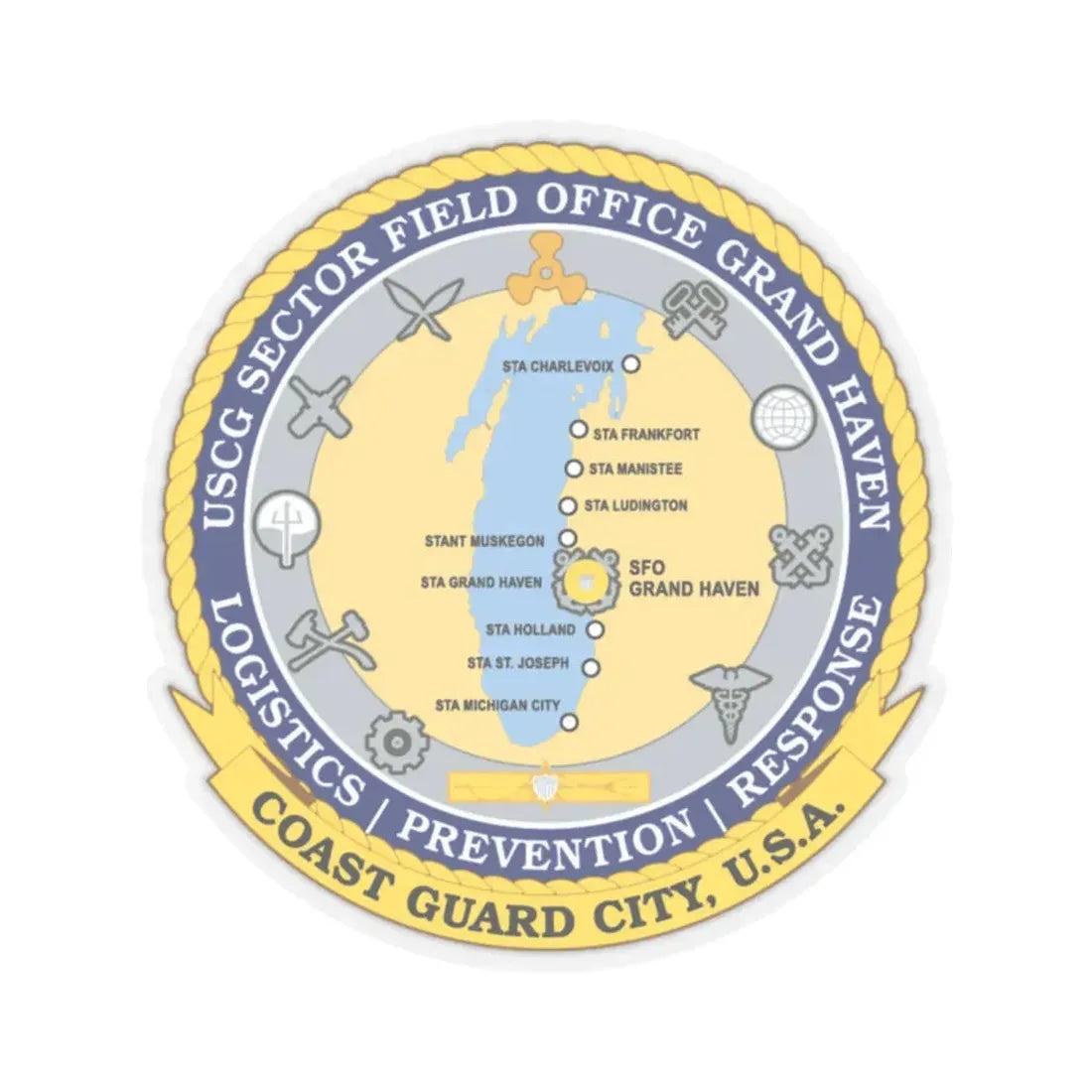 USCG Sector Field Office Grand Haven (U.S. Coast Guard) STICKER Vinyl Kiss-Cut Decal 2 Inch Transparent - The Sticker Space