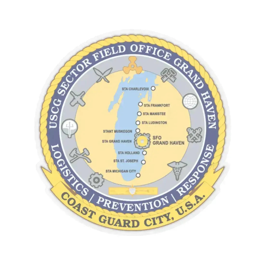 USCG Sector Field Office Grand Haven (U.S. Coast Guard) STICKER Vinyl Kiss-Cut Decal 2 Inch Transparent - The Sticker Space