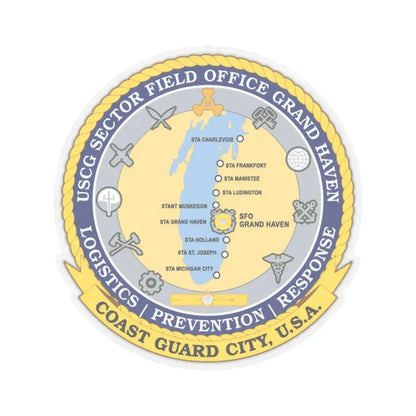 USCG Sector Field Office Grand Haven (U.S. Coast Guard) STICKER Vinyl Kiss-Cut Decal 3 Inch Transparent - The Sticker Space