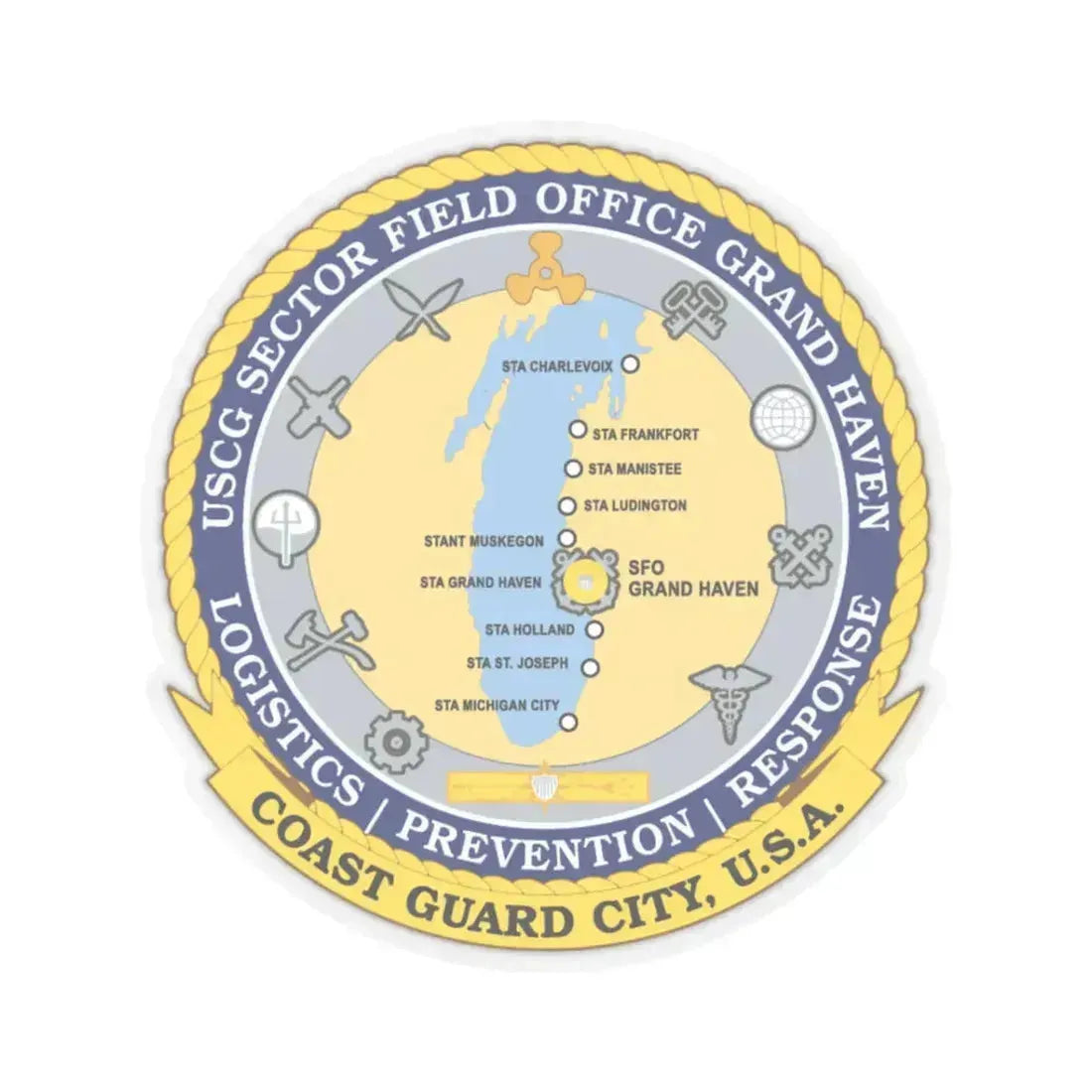 USCG Sector Field Office Grand Haven (U.S. Coast Guard) STICKER Vinyl Kiss-Cut Decal 3 Inch Transparent - The Sticker Space