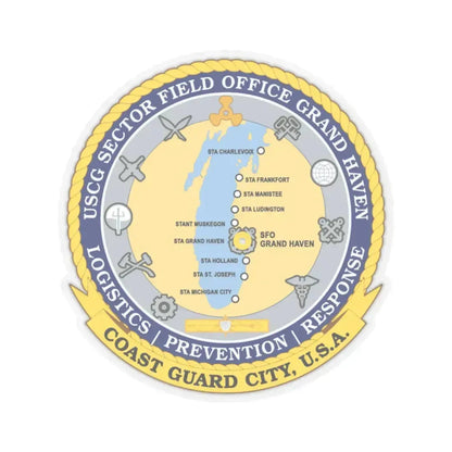 USCG Sector Field Office Grand Haven (U.S. Coast Guard) STICKER Vinyl Kiss-Cut Decal 3 Inch Transparent - The Sticker Space