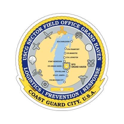 USCG Sector Field Office Grand Haven (U.S. Coast Guard) STICKER Vinyl Kiss-Cut Decal 4 Inch White - The Sticker Space