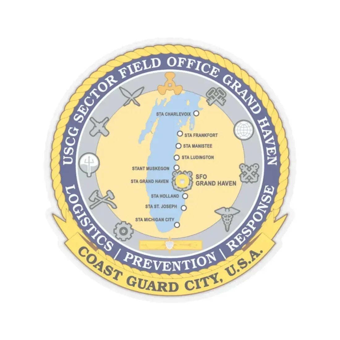 USCG Sector Field Office Grand Haven (U.S. Coast Guard) STICKER Vinyl Kiss-Cut Decal 6 Inch Transparent - The Sticker Space
