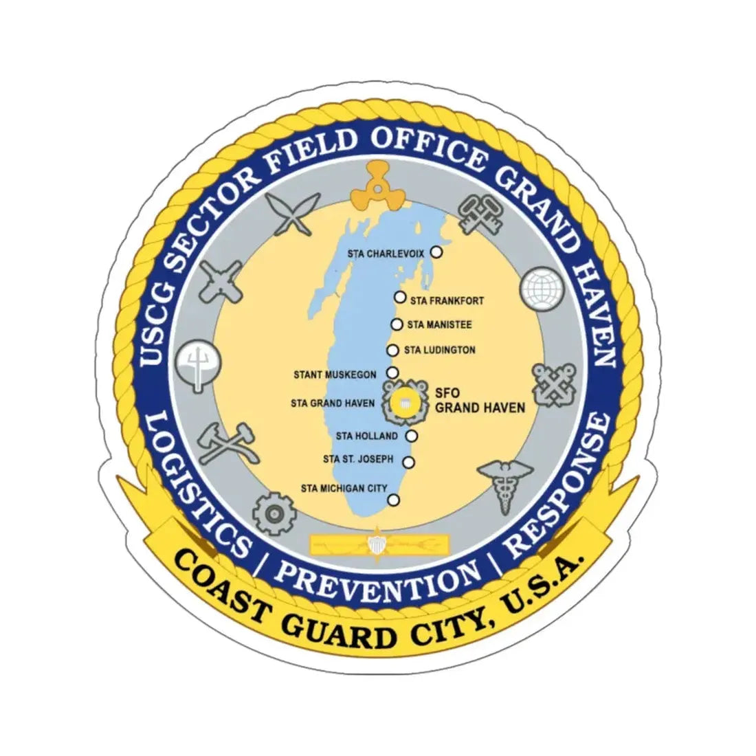 USCG Sector Field Office Grand Haven (U.S. Coast Guard) STICKER Vinyl Kiss-Cut Decal 6 Inch White - The Sticker Space