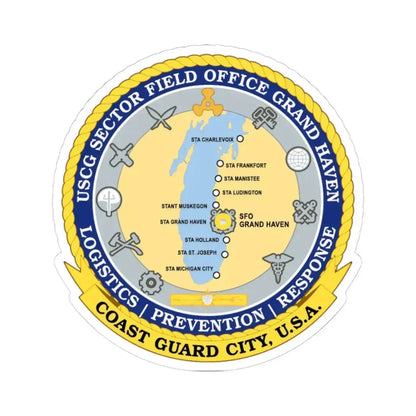USCG Sector Field Office Grand Haven (U.S. Coast Guard) STICKER Vinyl Kiss-Cut Decal 6 Inch White - The Sticker Space
