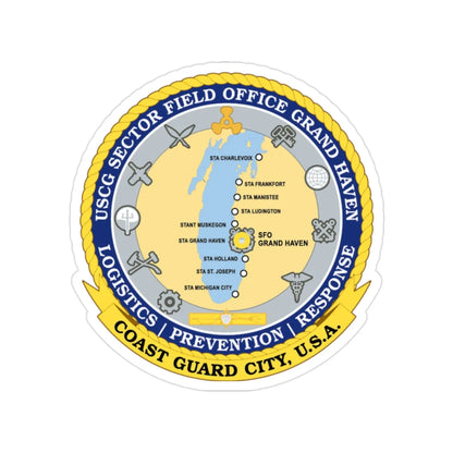 USCG Sector Field Office Grand Haven (U.S. Coast Guard) Transparent STICKER Die-Cut Vinyl Decal 2 Inch - The Sticker Space