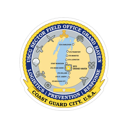 USCG Sector Field Office Grand Haven (U.S. Coast Guard) Transparent STICKER Die-Cut Vinyl Decal 3 Inch - The Sticker Space