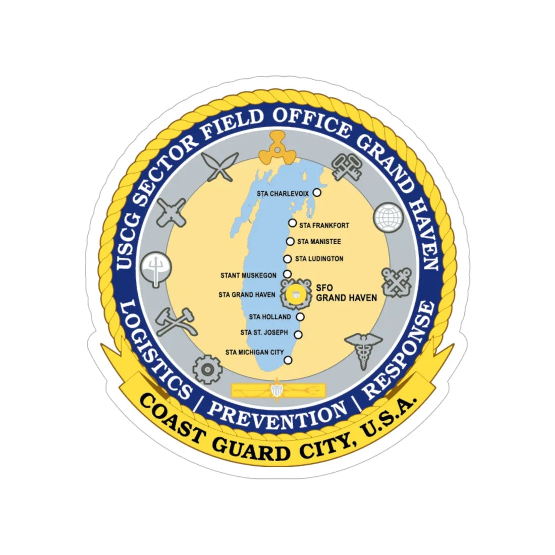 USCG Sector Field Office Grand Haven (U.S. Coast Guard) Transparent STICKER Die-Cut Vinyl Decal 4 Inch - The Sticker Space