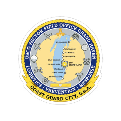 USCG Sector Field Office Grand Haven (U.S. Coast Guard) Transparent STICKER Die-Cut Vinyl Decal 4 Inch - The Sticker Space