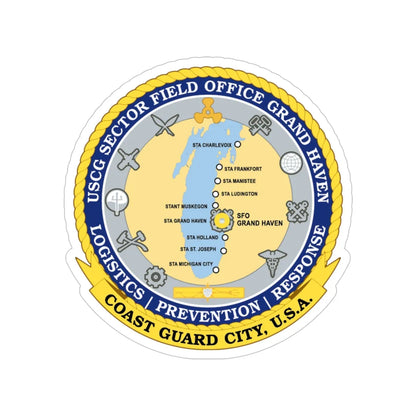 USCG Sector Field Office Grand Haven (U.S. Coast Guard) Transparent STICKER Die-Cut Vinyl Decal 5 Inch - The Sticker Space