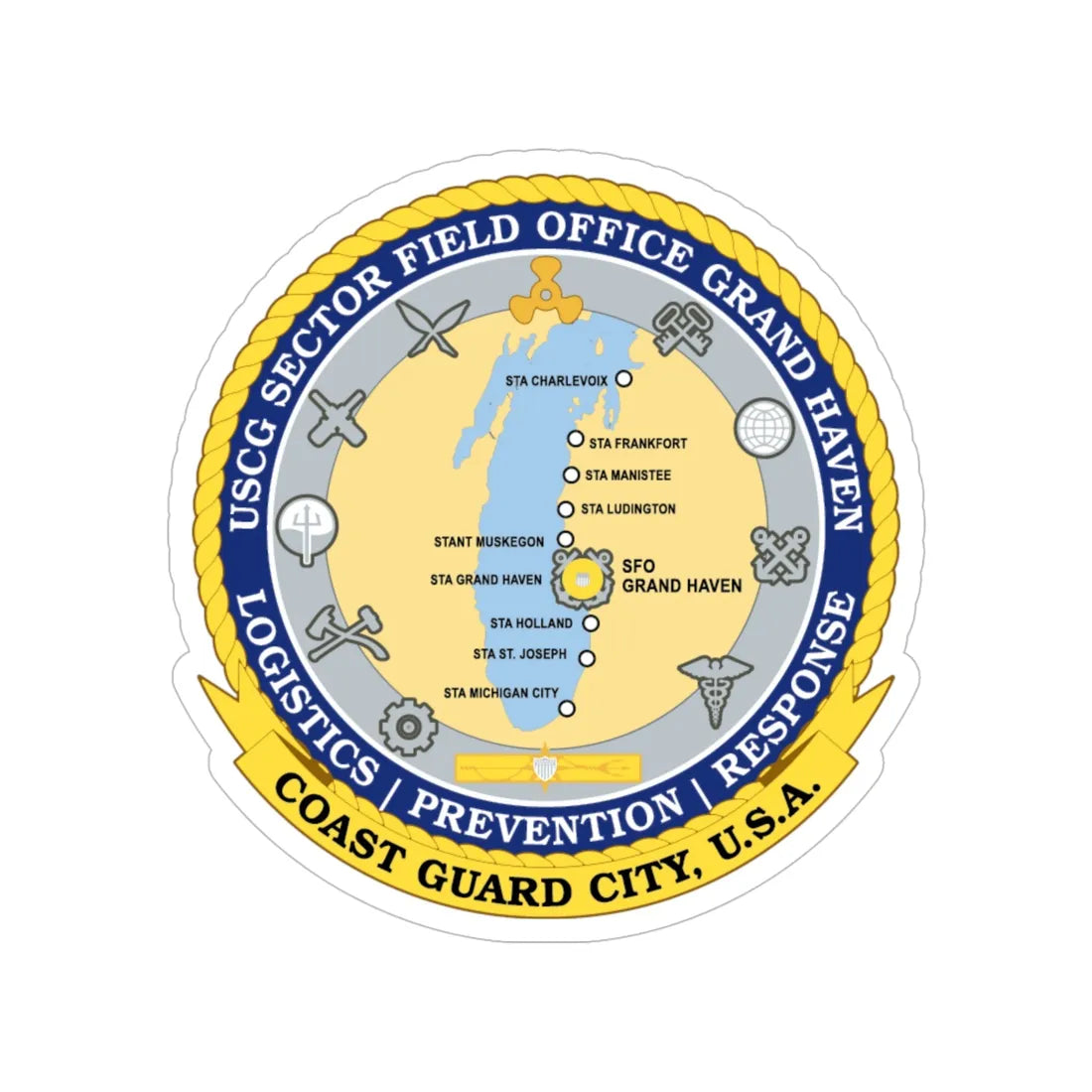 USCG Sector Field Office Grand Haven (U.S. Coast Guard) Transparent STICKER Die-Cut Vinyl Decal 6 Inch - The Sticker Space