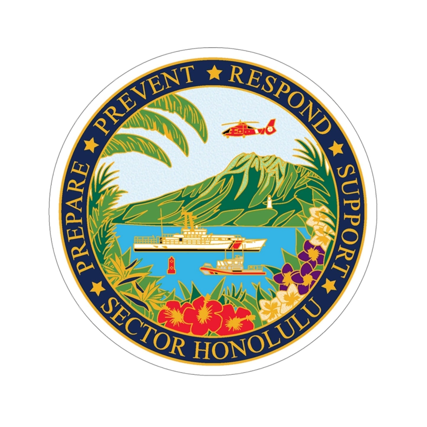 USCG Sector Honolulu (U.S. Coast Guard) STICKER Vinyl Die-Cut Decal-4 Inch-The Sticker Space