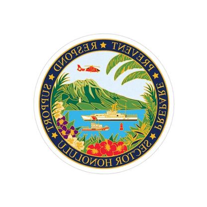 USCG Sector Honolulu (U.S. Coast Guard) REVERSE PRINT Transparent Die-Cut STICKER 2 Inch Die-Cut Transparent - The Sticker Space