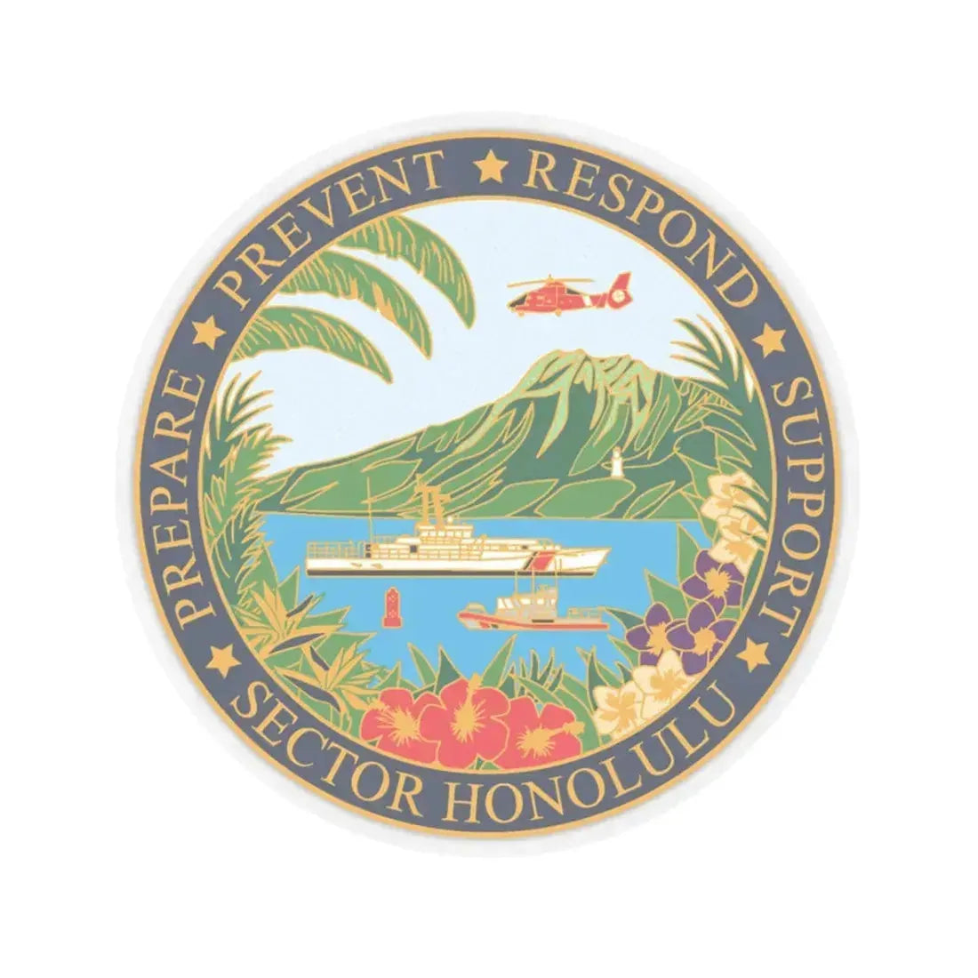 USCG Sector Honolulu (U.S. Coast Guard) STICKER Vinyl Kiss-Cut Decal 3 Inch Transparent - The Sticker Space