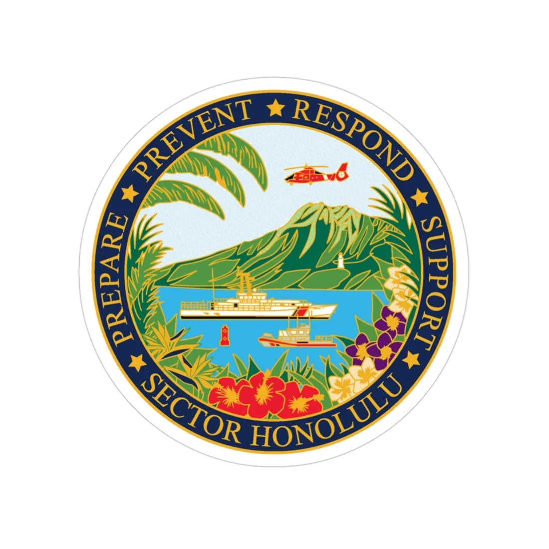 USCG Sector Honolulu (U.S. Coast Guard) Transparent STICKER Die-Cut Vinyl Decal 3 Inch - The Sticker Space