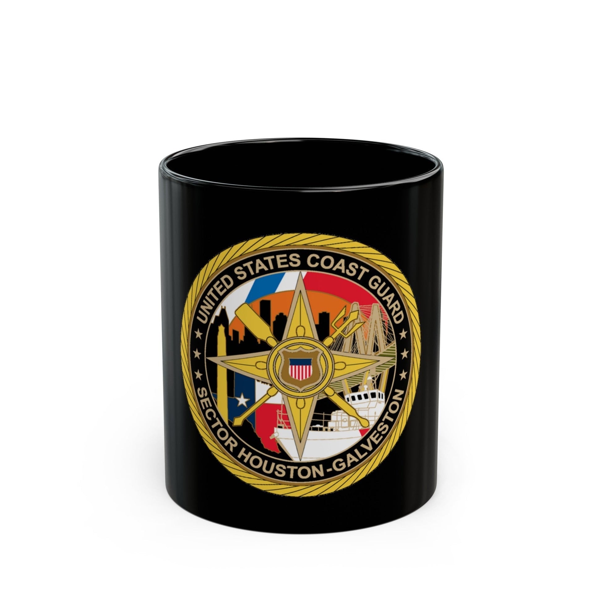 USCG Sector Houston Galveston Wardroom (U.S. Coast Guard) Black Coffee Mug-11oz-The Sticker Space