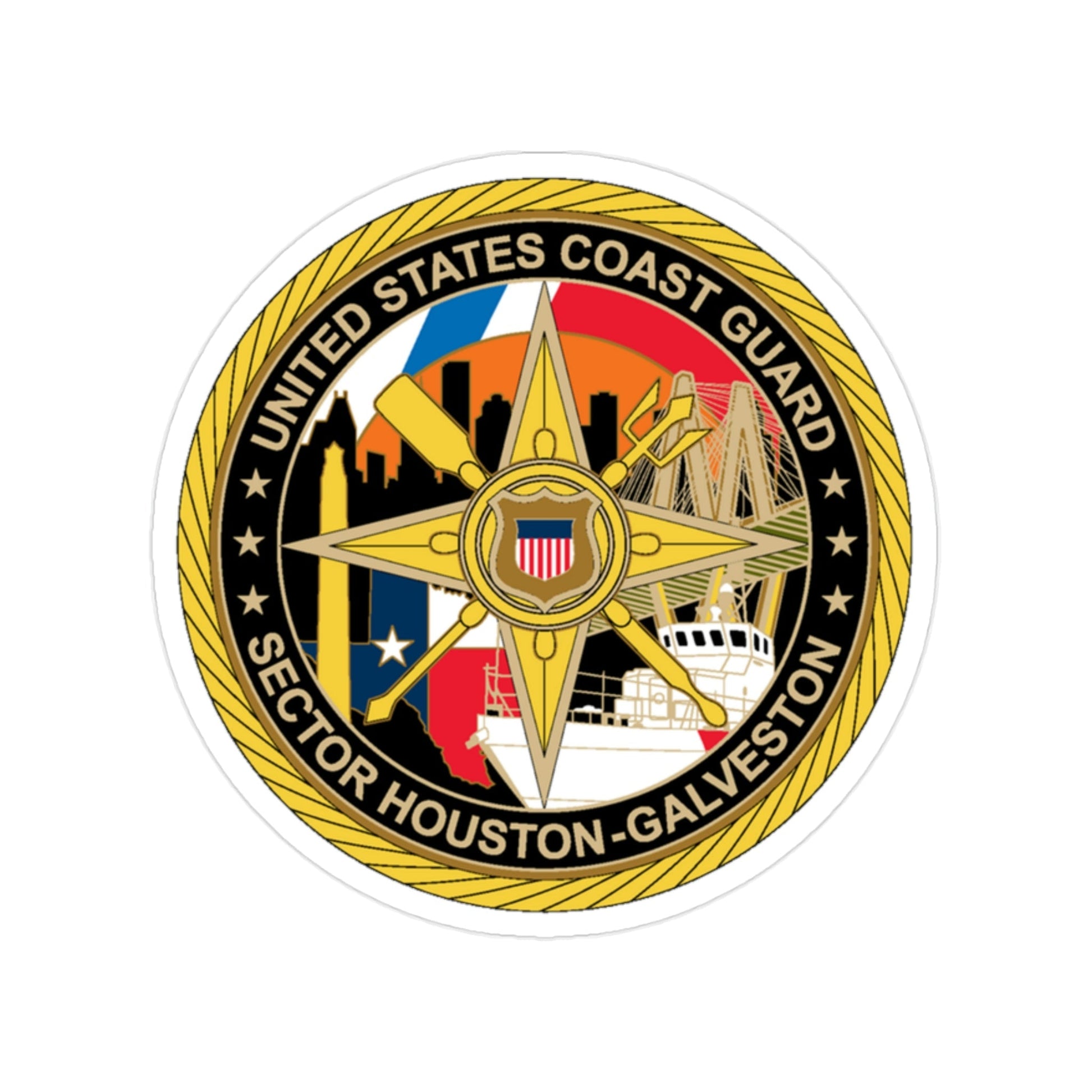 USCG Sector Houston Galveston Wardroom (U.S. Coast Guard) Transparent STICKER Die-Cut Vinyl Decal-2 Inch-The Sticker Space