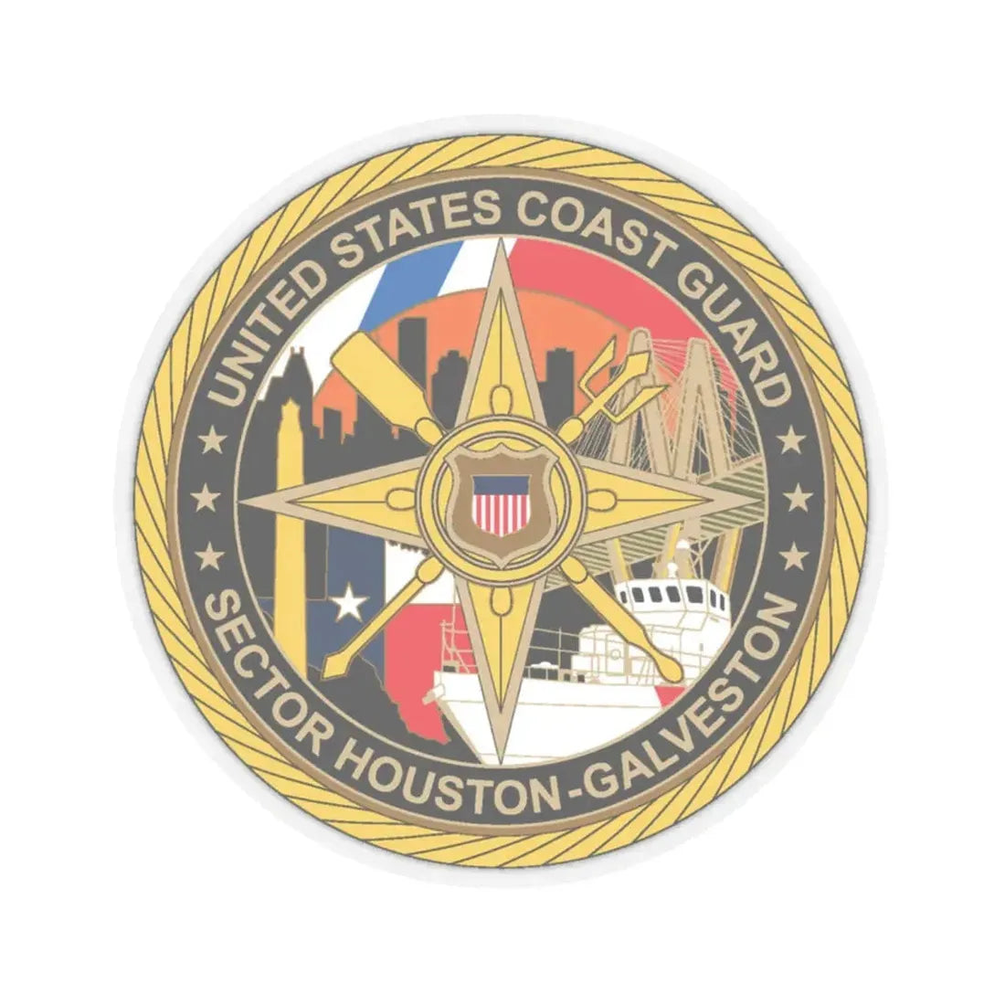 USCG Sector Houston Galveston Wardroom (U.S. Coast Guard) STICKER Vinyl Kiss-Cut Decal 6 Inch Transparent - The Sticker Space