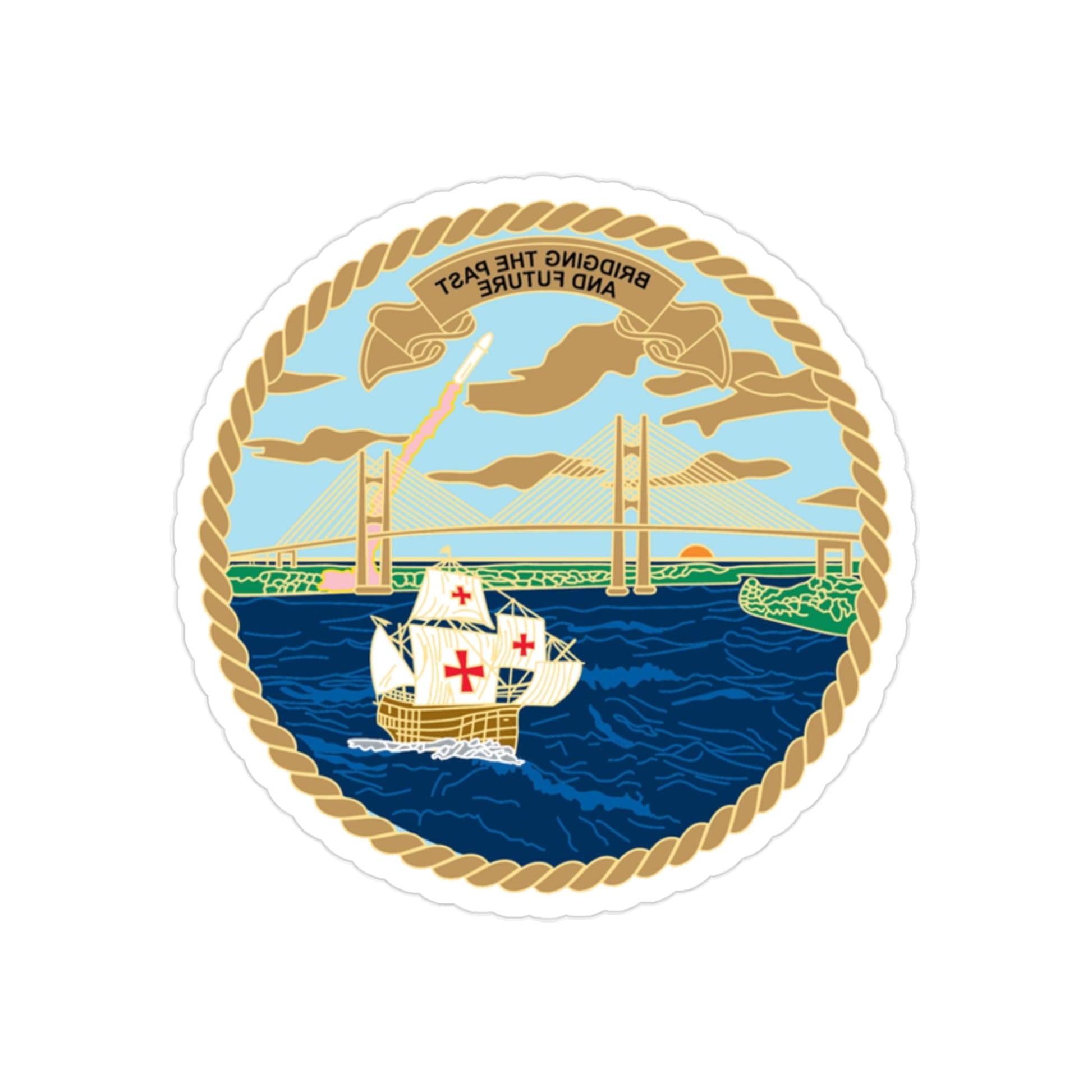 USCG Sector Jacksonville Bridge (U.S. Coast Guard) REVERSE PRINT Transparent STICKER-2" × 2"-The Sticker Space